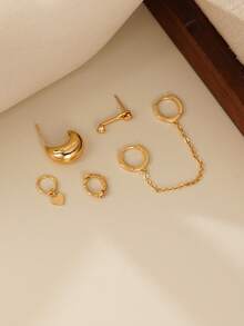 Zierliches Gold-Ohrringe Set, Multi-Stück Herz Charm & Gliederkette Ohrringe, minimalistischer stapelbarer Ohrschmuck für den täglichen Gebrauch