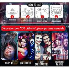 Set Of 8 Vampire Teeth 4 Size Halloween Cosplay Fangs Fake Teeth Halloween Party Cosplay Dentures Prop