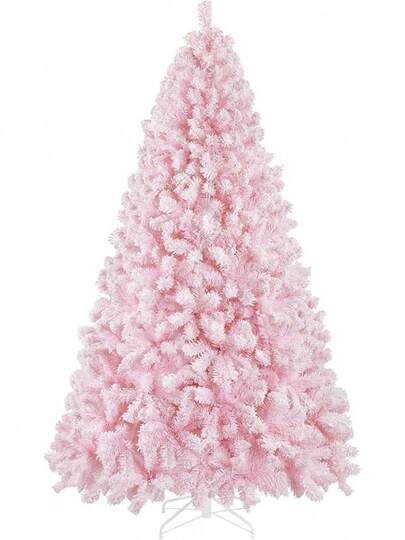 7.5ft Christmas Tree Snow Flocked Artificial Tree Holiday Decorative With Foldable Stand 1284 Tips