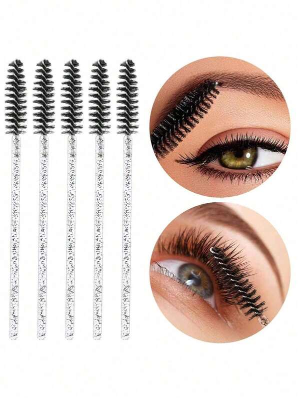 50pcs Eyelash Brush Crystal Rod Spiral Makeup Brush Grafting Eyelash Comb Eyelash Curl Eyelashes Tool