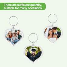 50pcs Pendant Picture Frame Keyrings, Clear Acrylic Photo Frame Keyring Holder, Make Your Own Personalized Keyring Kit, Heart Shaped Blank Photo Insert Keychain For DIY CraftChristmas - 1 - View 6