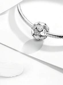 1 mặt dây chuyền đính hạt kim cương hình trái tim gia đình bằng bạc Sterling 925, thích hợp làm vòng tay DIY cho nữ. - Hạt 8 - Xem 7