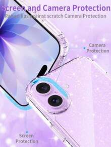 1件裝奢華亮片透明手機殼，適用於 iPhone 17 Air 16 15 14 13 12 11 Pro Max Plus，軟 TPU 背蓋 - 無色 - 查看 3