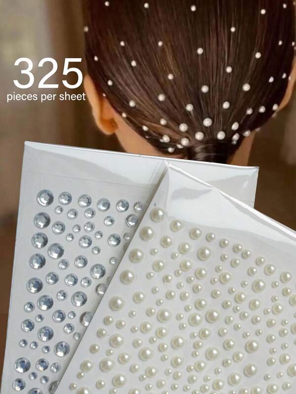 2/4 hojas Joyas faciales de perlas y rhinestones 3D Pegatinas de sombra de ojos autoadhesivas Pegatinas de diamantes para el Body y las cejas Decoración de diamantes para fiestas y festivales, Kit de peinado