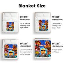 1pc Game Cartoon Print Flannel Blanket, Soft Polyester Fiber Blanket, Suitable For All Seasons, Comfortable Bed Sheets, Sofas, Camping, Travel, Office Essentials, Perfect Holiday Gifts, Couple Gifts, Multiple Sizes To Choose From, Pet Friendly Home Decoration, Party Decoration, Lightweight And Durable Design, Modern Style, Pet Owner's Choice - 彩色 - 查看 3