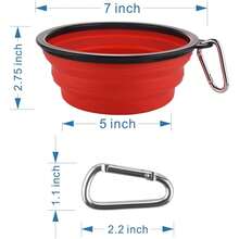 Large Collapsible 34oz Travel Dog Water And Food Bowls, Portable Foldable Dishes With Carabiner Clip, 2 Pack (Purple+Red) - 34oz慢速餵食器-藍色&紅色 - 查看 6