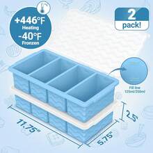 Silicone Freezer Tray For Soup With Lid – 1-Cup Soup Container Cube Style Ice Cube Trays For Freezer, Meal Prep & Food Storage, Freeze 250mL/125mL Portions – 2 Pack,24563409 - 藍色 - 查看 2