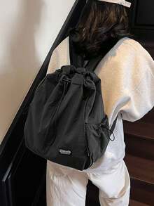 A Niche, Multi-Functional, Casual Tote Bag, Solid Color, Minimalist Style, Large Capacity, Portable Women's Bag, Minimalist Multi-Functional Bag Suitable For Daily Commute, Travel, Shopping And School - Black - View 5