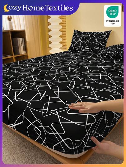 1pc Bed Sheet, Bedding, Fitted Sheet, Fitted Sheets, Mattress Cover, Skin-Friendly Soft And Comfortable Mattress Protector, Valentine Day Gift Fitted Sheet, Cartoon Love Geometric Flat Sheet, Heart Cute Heart Pattern Bedding Set, Home Decor, Fitted Bottom Sheet For Twin, Full, King, Queen Size, Independence Day Bedding, Bedding Gifts, Machine Washable, Oeko-Tex