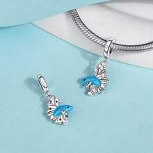 1 件镀银吊坠，鲫鱼钻石红吊坠，变色龙蓝吊坠球适合手链 DIY 女士珠宝手工礼物 - 銀色 - 查看 4