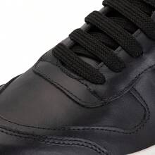 Men's Casual Genuine Leather Sneakers With High Sole Style And Comfort - Black and White - View 6