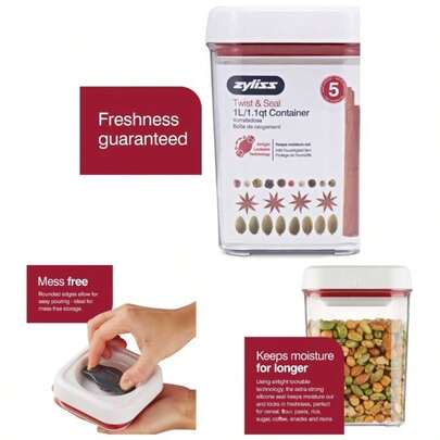 Twist Seal 33 Oz. Storage Container - Airtight Food Storage Container - Coffee, Sugar, Cereal, Flour, Pasta And Snack Containers - BPA - Food Storage - 33 Ounces 1.1qt