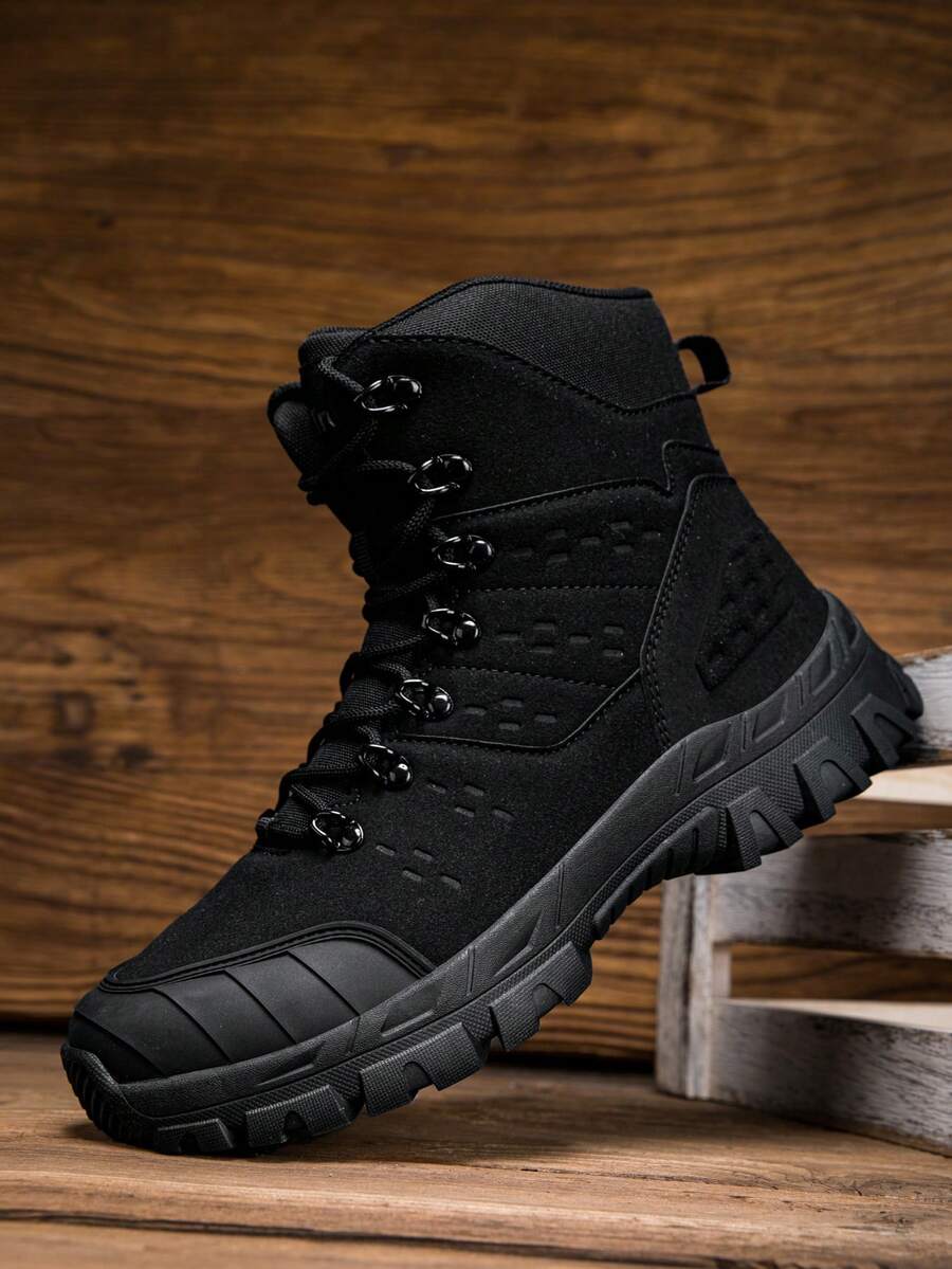 New Men's Work Safety Shoes, Men's Military Boots, Combat Boots, Outdoor Hiking Boots, Autumn/Winter - Black - View 1