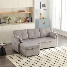 Sofa Bed Set - Light Gray + Velvet + 3 Seat - View 8