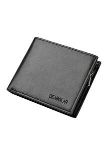 1pc Simple Yet Fashionable Men's 3-Fold Zipper Short Wallet, Multifunctional Business Card Holder Wallet, Best Gift For Men, Solid Color PU Leather - Multicolor - View 9