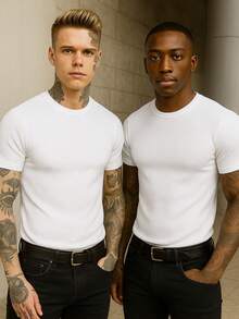 AMERICAN SHORT SLEEVE/BASIC T-SHIRT/RIBBED T-SHIRT - White - View 6
