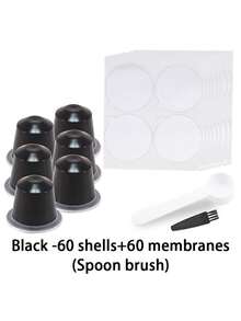 一次性咖啡胶囊 - 浓缩咖啡填充，密封，带橡胶圈和密封贴纸，可重复使用 - 铝膜和杯子 - 黑色学校用品返校