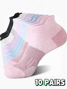 5 Pairs Women's Cushioned Sports Ankle Socks - Breathable, Casual Low-Cut Running Socks, Suitable For Running And Activities In All Seasons - Multicolor - View 11