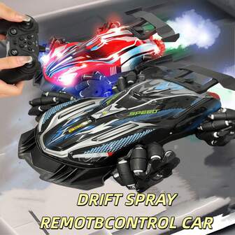 1 件遥控双喷雾儿童玩具车，新型越野 4WD 大型手势感应特技漂移赛车，具有高速、灯光、音效、特技漂移和避障功能，有助于培养儿童的感官、手眼协调能力、动手能力和视觉智能（不含遥控器电池）
