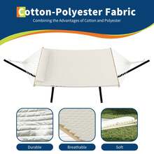 Double Hammock,2 Person Hammock Set With Quick-Lock Steel Stand,Portable Fabric Hammock With Pillow,Indoor Outdoor Lounger For Patio Camping Backyard,500lb Capacity,Flat - Beis - Ver 6