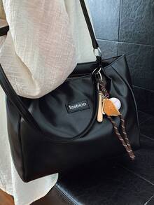 Fashionable Large Capacity Shoulder Tote Bag For Women, Design - Black - View 6