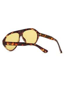 1 Pair Women's Multicolor Pilot Style PC Frame Fashion Glasses, Solid Color Oversized Street Fashion Glasses - Multicolor - View 4