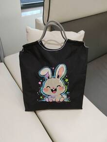 1 Stück süße Kaninchen hellblau Nylon wasserdichte Tragetasche mit großer Kapazität, geeignet für Einkaufen, Reisen, Geschenke, Umhängetasche für Frauen, neuer Herbststil