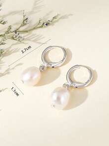 1 par de pendientes elegantes de gota de perlas falsas, joyería de cobre para mujeres para fiesta - Multicolor - Ver 7