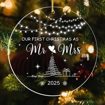 我们作为夫妇的第一个圣诞节装饰品 2025 - 第一个新婚装饰 - 新婚夫妇订婚纪念品、新婚夫妇礼物、情侣圣诞饰品、新娘结婚礼物、婚礼装饰