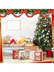 48/24/12 Peças Sacos de Presente de Biscoito de Gengibre de Natal - Sacos de Papel para Guloseimas de Natal com Alças, para Decoração de Festa de Natal e Suprimentos de Férias, Festa de Aniversário, Casamento, Presentes de Natal, Decorações de Natal, Festa de Aniversário, Presentes de Ano Novo, Cores e Estilos Aleatórios Natal Decorações de Natal Pijamas de Natal Presentes de Natal Decoração de Natal - Multicolorido - Visão 3