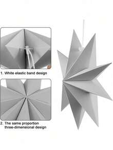 3 pièces/set Décorations d'étoiles en papier suspendues à 9 pointes pour Noël, fête de Noël, lanternes en papier 3D étoiles de 12 pouces pour décoration de Noël intérieure, maison, plafond, vitrine de magasin, décorations de fête et de vacances - Multicolore - Voir 9