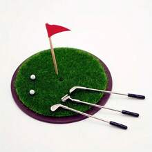 7pcs Set - 1:12 Mini Golf Set, Includes Golf Clubs, Turf, Realistic Grass Scene Props, For Miniature Golf Scene Display, Shooting Props, Mini Landscape Decoration - Multicolor - View 2