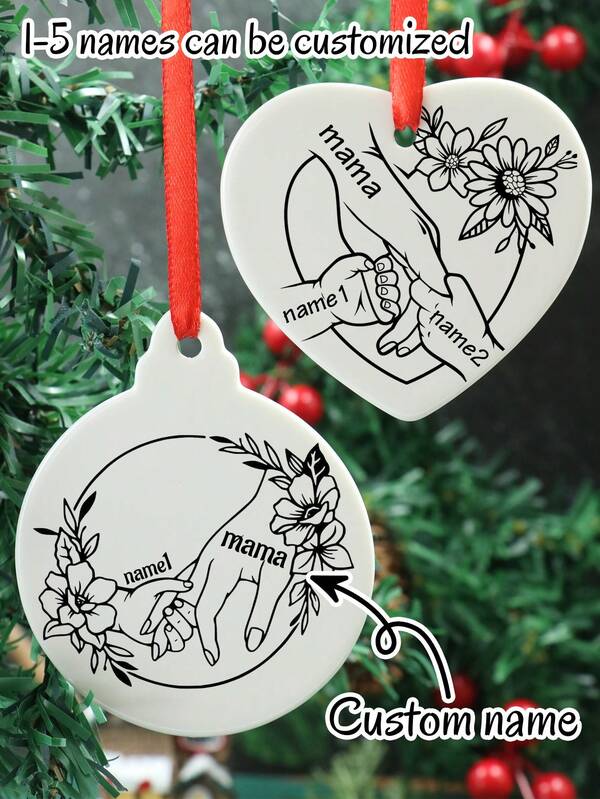 Custom Christmas Decorations With Name, Personalized Christmas Tree Decorations, Customized Kids Toys, Customizable Round Christmas Craft Supplies, Diy Ornaments, Christmas Gifts, Kids Souvenirs, Party Decorations, Heart-Shaped, Garden, Room Decor, Home Decor, Boys, Girls, Mom, Dad, Kids, Family