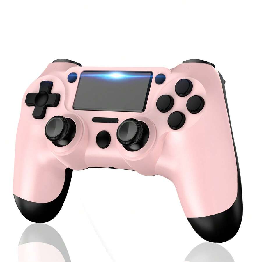 [Upgraded] Wireless Controller For P-S4 Romote Compatible With P-S4/Slim/Pro/Windows PC, Controller For P-S4 With 3.5mm Audio Jack, Touch Pad, Six Axis Motion Control, Charging Cable - Pink - View 1