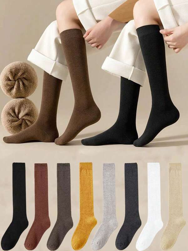 Men's And Women's Thick Winter Warm Thermal Lined High Tube Socks, Winter And Winter Cold Resistant Thermal Lined Socks