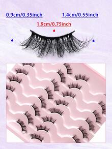 ENCHUW 16 Pairs Natural Looking Half Lashes Fluffy Wispy Fake Eyelashes Curling Cat Eye Lashes Faux Mink Lashes False Eyelashes For Daily Wear