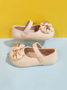 1 par de bailarinas casuales de unicolor para niñas con decoración de mariposa, cómodas, antideslizantes y ligeras, adecuadas para uso en exteriores, otoño/invierno