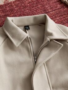 Men's Boxy Casual Turndown Collar Long Sleeve Jacket, Suitable For Autumn/Winter - Khaki - View 4