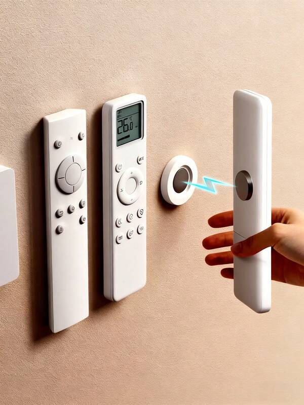 1pc Magnetic TV/AC Remote Control Holder, Wall Mount Adhesive Hanger, No Drilling Required