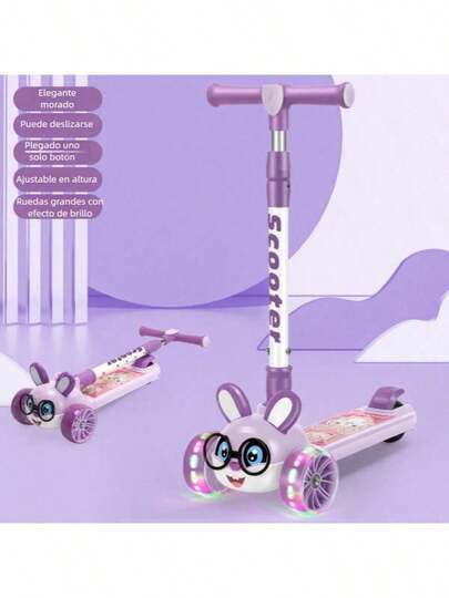 Patinete para niños con asiento, adecuado para niños de 3 a 8 años, con 3 ruedas LED, triciclo plegable trienal para sentarse y patinar más para principiantes Patinete infantil plegable y elevable