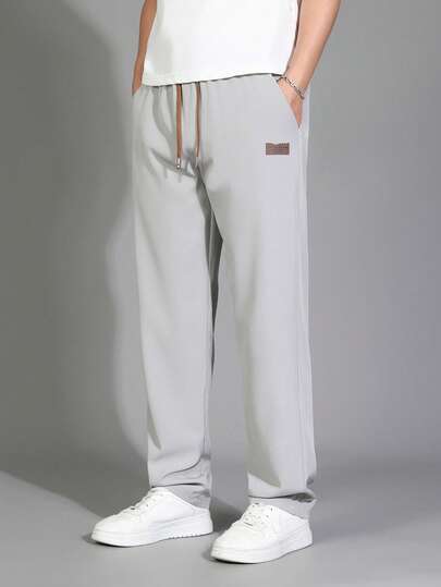 Men's Lightweight Drawstring Waist Slant Pocket Solid Color Casual Pants