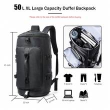 Bolsa deportiva y de fitness multiusos para mujer con compartimentos secos y húmedos, bolsa de entrenamiento de natación, bolsa de equipaje de viaje, bolso de mano, mochila para hombre, bolsa de yoga, bolsa de almacenamiento de ropa, gran capacidad, compartimento independiente para zapatos, color sólido, bolso casual simple y versátil, mochila de viaje, mochila deportiva - Negro - Ver 6