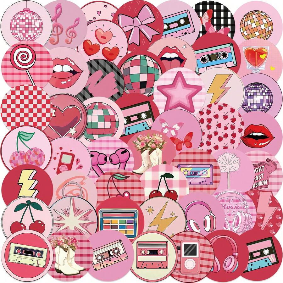 50pcs/Pack Cartoon Retro Aesthetic Cute Mysterious INS Vintage Romantic Aesthetic Stickers, Adorable Cartoon Fun Aesthetic Label Stickers For Scrapbooking, Self-Adhesive Stationery Seals, Envelopes, Guitars, Instruments Decor, Gifts For Teenagers, Parties, Rewards, Motivation, New Year, Winter, Christmas Decoration