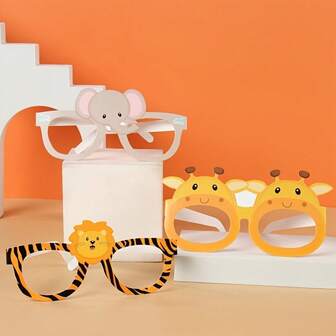6pcs Jungle Animal Party Glasses,Zebra, Giraffe, Monkey, Lion, Elephant & Tropical Leaf Designs, Lightweight Paper Shower & Birthday Decorations For Baby,One Safari Theme Parties, Shower Decorations,Decorative Paper Glasses,Crafted Animwear, Safari Birthday Decorations,Party Photography Props