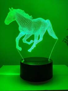 3D Acrylic Horse LED Night Light, Black Base 7-Color Touch, USB Powered, Suitable For Bedroom/Living Room/Classroom Home Decor Lamp, Gift For Teachers, Leaders, Ladies, Horse Lovers, Illuminating Birthday, Holiday, Christmas Night Light - Black and White - View 6