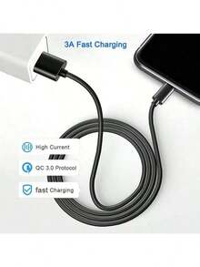 3 PIEZAS Cable de carga rápida USB Tipo C, teléfono Android 1m/2m/3m de largo, cable de datos de alta velocidad USB A a USB-C compatible con Galaxy S24 S23 S22 S21 S20 Ultra S20+ Note 20 10 S10 S9 Plus A12 A11 A52 Pixel 6 5 4 4a 3a XL - (negro+rosa+morado) - Ver 5