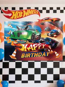 风火轮主题赛车轨道背景布，风火轮背景布道具，生日派对装饰布置，卧室及电竞室装饰布置，感恩节、生日、婚礼及其他节日派对装饰背景墙，派对摄影道具及配件