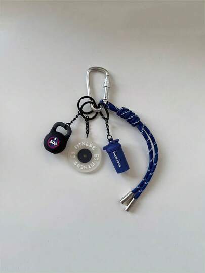 1个健身系列钥匙扣，彩色手工绳钥匙圈，新款时尚包包挂件，哑铃造型钥匙扣，包包配件，圣诞礼物，汽车配件，送给老师、朋友、姐妹的礼物创意