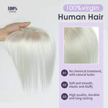 5x9cm Human Hair Topper Hair Piece Top Base Middle Part With Bangs 9 Colors Available For Women Hair Loss Or Bangs HairStyle, Easy To Install, Lightweight, Suitable For Daily Use, Dates, Parties, And Various Holidays. Highlight Your Beauty - S1001 - 查看 2
