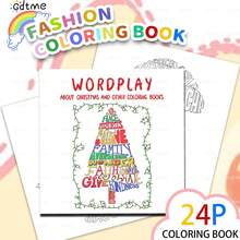 GDTME 1 pieza Libro para colorear con tema navideño, cubierta de papel perlado, 24 páginas con papel talla grande grueso mejorado (120g páginas interiores), 7.9x7.9 pulgadas, para colorear por un solo lado, contenido rico y exquisito, adecuado para adolescentes y adultos para aliviar el estrés, regalo perfecto para amigos, parejas y familia. ¡Regalo ideal para Año Nuevo, Navidad, Acción de Gracias!